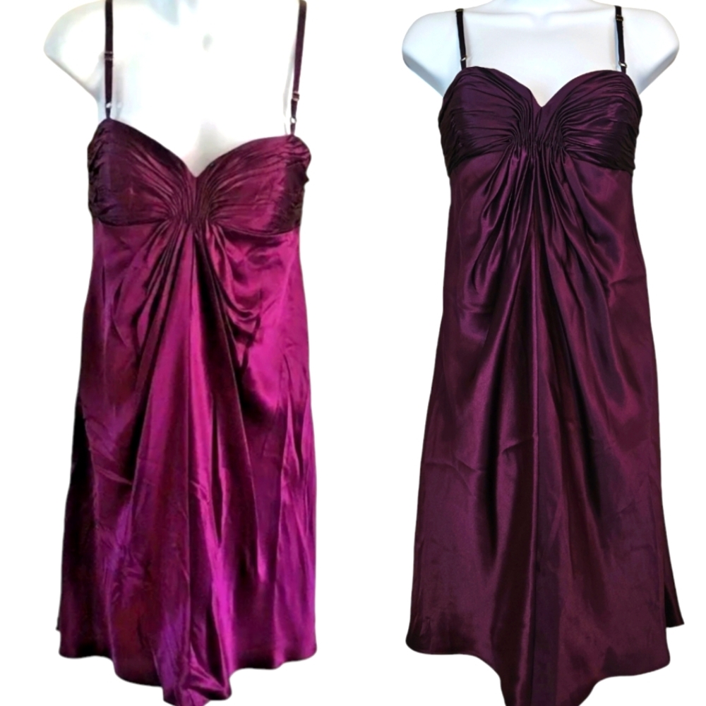 NWOT Laundry Shelli Segal purple silk satin fit flare cocktail dress Womens 6